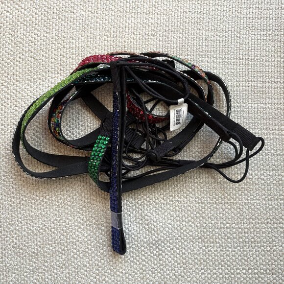 7 SPARKLE bling rhinestone stretch headbands MULTI COLORS 1/2" W  SOLD AS SET - Picture 4 of 5